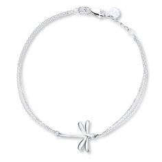 Dragonfly Bracelet Sterling Silver 7.5" Length | Womens Bracelets | Bracelets | Kay Buy Earrings Online, Dragonfly Bracelet, Bracelets Ideas, Bracelet For Her, Jewelry Advice, Gems Bracelet, Buy Earrings, White Bracelets, Gold Bracelet For Women