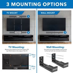 three mounting options for the tv wall mount