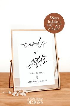 a sign that says cards and gifts on it