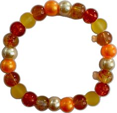 Adjustable Orange Bracelets With Colorful Beads, Adjustable Orange Stretch Bracelet With 8mm Beads, Orange Stretch Bracelet With 8mm Beads, Playful Orange Bracelets With Colorful Beads, Pumpkin Beaded Bracelet, Pumpkin Bead Bracelet, Orange Multi-strand Colorful Beads Jewelry, Elastic Bracelet, Fort Lauderdale