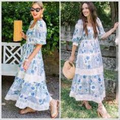 Beautiful Blue And White Lacy Floral Dress In Excellent Condition Hunter Bell, Belle Dress, Women Hunters, Beautiful Blue, Floral Dress, Colorful Dresses, Blue White, Color Blue, Midi Dress