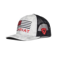 This everyday, all-day-comfortable cap features six-panel construction and a snapback closure to ensure sun protection and the perfect fit. The finishing touch: an Ariat flag logo. \r\n\r\nSnapback closure\r\nSix panels\r\n\r\nFlag Logo Cap | Men's Flag Logo Cap in Grey, Size: OS by Ariat Patriotic Snapback Hat With Curved Brim For Outdoor, Patriotic Snapback Hat With Flat Bill For Outdoor, American Style Adjustable Trucker Baseball Cap, Patriotic Curved Brim Snapback Hat For Outdoor, Patriotic Flat Bill Snapback Hat For Outdoor, Patriotic Snapback Hat With Flat Brim, Patriotic Adjustable Trucker Hat For Sports, Patriotic Snapback Sports Hat, Adjustable Usa-themed Snapback Cap