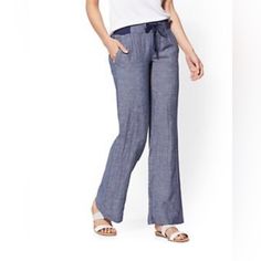 Ships Asap Versatile Blue Bottoms For Vacation, Summer Linen Mid-rise Bottoms, Casual Linen Denim Blue Bottoms, Mid-rise Linen Bottoms For Summer, Casual Denim Blue Linen Bottoms, Summer Mid-rise Linen Bottoms, Summer Loungewear Mid-rise Pants, Summer Linen Pants In Denim Blue, Summer Denim Blue Linen Pants