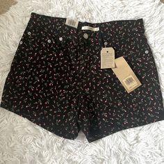 Nwt. Bought A Couple Of Years Ago And They Just Sat In My Closet. Jean Material But Does Have Stretch. Black With Small Roses As The Pattern. Waist Size 27. Inseam Is Approximately 3”. Length Is Approximately 11” Levi's Stretch Bottoms For Summer, Levi's Black Bottoms For Spring, Levi's Black Shorts For Spring, Small Roses, Jean Material, Small Rose, Jeans Material, Levi Shorts, Floral Shorts