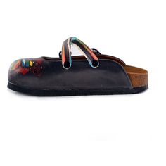 Black and Rainbow Colored, Butterfly Patterned Clogs - WCAL158 – Calceo.co Colored Butterfly, Red Butterfly, Butterfly Pattern, Artificial Leather, Shoes Online, Rainbow Colors, Clogs, Flip Flops, Slippers