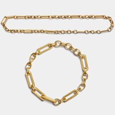 Catena Bundle Gold W - Elegatto Gold Bracelet With Rectangular Links For Everyday Luxury, Modern Gold-tone Bracelet For Everyday, Everyday Gold-tone Chain Necklace, Elegant Rectangular Chain Gold Bracelet, Classic Gold-tone Paperclip Chain Bracelet, Modern Gold Paperclip Bracelet For Everyday Luxury, Luxury Gold Paperclip Bracelet For Everyday, Elegant Chunky Chain Rectangular Bracelet, Yellow Gold Paperclip Bracelet With Rectangular Links