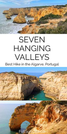 the seven hanging valleys in algarve portugal with text overlay that reads seven hanging valleys best hikes in the algarve portugal