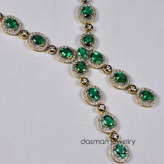 From our high end jewelry collection: this luxurious gemstone necklace is amazed with natural emeralds and diamonds. The lariat necklace can be custom made of solid 18k yellow, rose or white gold. This Y backdrop necklace will be a statement-making piece for any occasion. Metal: Solid 18K Yellow Gold Finish: Highly Polished Emerald Origin: Natural Emerald Weight: 6.20 carats Emerald Color: Green Emerald Cut: Oval Diamond Origin: Natural Diamond Weight: 1.60 carat Diamond Clarity: SI1-SI2 Diamond Luxury Green Lariat Necklace, Gemstone Lariat Necklace, Backdrop Necklace, Necklace Luxury, Backdrops Necklace, High End Jewelry, Emerald Color, Wedding Jewellery Necklace, Green Gemstones