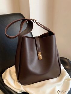 Bird in Bag - Exquisite Coffee Colored Womens Bag: Elegant Shoulder Tote with Ample Space, PU Material and Chic Metal Lock Buckle, Perfect for Shopping and Daily Commmutes Brown Large Capacity Bucket Bag As Gift, Classic Brown Bucket Shaped Bag, Brown Square Shoulder Bag For Gift, Brown Square Shoulder Bag As Gift, Brown Square Shoulder Bag Gift, Elegant Brown Bucket Shoulder Bag, Brown Square Hobo Bag For Daily Use, Rectangular Brown Hobo Bag For Gift, Brown Bucket Hobo Bag For Daily Use