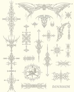 an old fashioned drawing of ornate designs