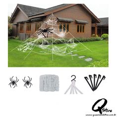 the spider web is attached to a house