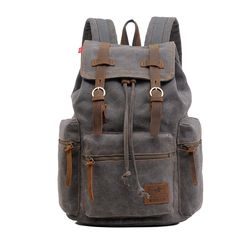 Backpack for Men & Women With Back Anti-Theft Pocket - FR Fashion Co. Gray Anti-theft School Bag, Travel Anti-theft Brown Backpack, Brown Anti-theft Backpack For Travel, Brown Anti-theft Travel Backpack, Canvas Backpack With Multiple Pockets, Standard Canvas Backpack With Multiple Pockets, Casual Gray Backpack For Back To School, Durable Casual School Bags, Gray Anti-theft Backpack For Travel