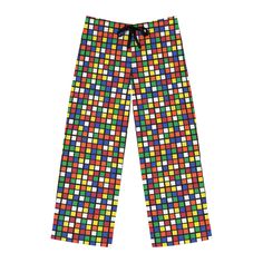 "Enjoy our super-popular Rubik's Cube pattern on these pajama pants!    Made of 100% polyester jersey knit fabric - a silky smooth choice that, along with the relaxed fit, helps anyone feel at ease. \\n\\n.: 100% polyester\\n.: Light fabric (6 oz/yd² (203 g/mn.: Relaxed comfort fit\\n.: Back elastic and a black drawstring tie\\n.: White seam thread\\n.: Sewn-in care label ABOUT THE COOL CUBE MERCH SHOP - https://www.etsy.com/shop/CoolCubeMerch If you are looking for a fun Rubik's Cube shirt, Rub Casual Multicolor Printed Sleepwear, Wide Leg Pants With Elastic Waistband For Bedtime, Multicolor Sleepwear With Elastic Waistband For Pajama Party, Casual Multicolor Sleepwear With Elastic Waistband, Stretch Multicolor Cotton Sleepwear, Casual Multicolor Pants With All Over Print, Casual Multicolor All Over Print Pants, Multicolor Stretch Cotton Sleepwear, Casual Multicolor All-over Print Pants