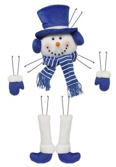 Plush Snowman Wreath Decor Kit: Blue - XC610445 - The Wreath Shop Snowman Tree Topper, Snowman Kit, Blue Snowman, Wreath Kit, Snowman Decor, Wreath Making Supplies, Diy Snowman, Snowman Wreath, Trendy Tree