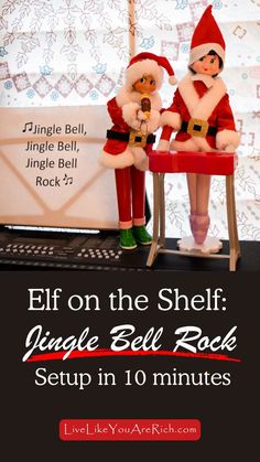 Love our Jingle Bell Rock scene? You can recreate it! Here's a list of supplies Pepper and Winter used to create their own Elf on the Shelf rock concert. From a Barbie keyboard to tiny 6mm bells, they've thought of it all. Click to get the full list.