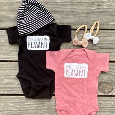 Our 100% cotton "Don't Touch Me Peasant Top" a funny tee for your little one! In pink or black, your son or daughter could rock this tee! Playful Cotton T-shirt For Gender Reveal, Funny Black Tops For Gender Reveal, Fun Black Tops For Playtime, Black Family Matching T-shirt For Playtime, Funny Onesies, Dont Touch Me, Dont Touch, Peasant Top, Touch Me