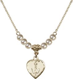 18" Hamilton Gold Plated Necklace With 4mm Faux-Pearl Beads Featuring A 14kt Gold Filled Heart / Confirmation Medal. Necklace Heart, Gold Plated Necklace, Birthstone Necklace, 14kt Gold, Pearl Beads, Heart Necklace, Faux Pearl, Birthstone, Gold Filled