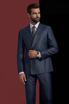 This deep blue navy suit for men or women is a great addition to your suit wardrobe. The subtle finish of varying blue tones adds complexity that assures a complete look each time this suit is paired with any color. This suit can be worn for any professional and personal event and is ready to wear for any season. Like this look, but want to make some changes? Chat with a stylist or book an appointment. FREE SHIPPING ON ORDERS OVER $199 COLOR Navy Blue COMPOSITION 70% Wool + 27% Linen YARN COUNT Elegant Blue Double Breasted Suit For Semi-formal Occasions, Elegant Navy Suits For Work, Blue Business Casual Suit, Blue Notch Lapel Suit In Suiting Fabric, Blue Suits With Notch Lapel And Pressed Crease, Blue Office Suits In Suiting Fabric, Blue Suits With Pressed Crease And Notch Lapel, Professional Blue Suit With Notch Lapel, Tailored Blue Three-piece Suit For Formal Occasions