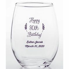 a wine glass with the words happy 5th birthday on it