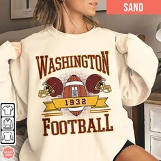 Show off your love and support for Football in this unisex crewneck sweatshirt 🏈. This trendy, vintage style sweatshirt is pure comfort and is sure to become your new favorite or the perfect gift for the football fans in your life! ✨ FIT & STYLE ✨ This soft, cozy sweatshirt is a medium-heavy fabric. Runs true to size so size up for a looser, oversized look. The collar is ribbed knit, so it retains its shape even after washing and there are no itchy side seams on these sweatshirts. .: 50% cotton Vintage Pre-shrunk Sweatshirt For Fan Merchandise, Vintage Pre-shrunk Sweatshirt For Fans, Pre-shrunk Vintage Sweatshirt For Fans, Retro Crew Neck Soft-washed Sweatshirt, Retro Soft-washed Crew Neck Sweatshirt, Football Vintage, Washington Football, Style Sweatshirt, Shirt Sweater