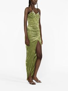 Alexandre Vauthier Velvet Gathered Strapless Dress - Farfetch Green Ruched Evening Dress For Party, Ruched Velvet Evening Dress, Glamorous Strapless Velvet Dress, Glamorous Velvet Strapless Dress, Strapless Velvet Cocktail Dress, Green Strapless Dress With Sweetheart Neckline For Gala, Strapless Green Evening Dress With Ruched Bodice, Evening Strapless Velvet Dress, Velvet Ruched Dress For Gala