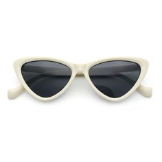 These sunglasses are stylish and funky, yet elegant and understated. They have a super minimal mod cat eye plastic frame with oversized squared angular rectangular subtle cat eye silhouettes. The sunglasses are made with 100% UV400 polycarbonate lenses, a premium plastic frame, and metal hinges. They are perfect for a contemporary minimalist chic look. (c713) Size: 53-17-143.  Color: Off-White.  Gender: female.  Age Group: adult. Subtle Cat Eye, Metal Hinges, Minimalist Chic, Contemporary Minimalist, Retro Sunglasses, Gothic Fashion, Cloth Bags, Cat Eye Sunglasses, Hinges