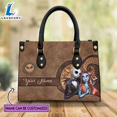 Custom Name Jack Skellington Pattern Brown Leather Premium Leather Handbag It’s a practical accessory for fashion-conscious individuals on the go and makes an excellent gift choice for special occasions. The bag is crafted with care and attention to detail, made of high-quality PU leather with a soft microfiber layer that protects your belongings. It features two zippered pockets, one flat pocket, and one detachable pocket, making it ideal for organizing your essentials. The bag is spacious enou Trendy Handheld Bag For Personal Use, Shopping Tote Bag With Case Included, Personalized Shoulder Bag For Daily Use, Daily Use Satchel Tote With Case Included, Trendy Double Handle Satchel As Gift, Trendy Handheld Satchel For Gift, Daily Use Tote Satchel With Case Included, Tote Bags With Case For Everyday Use, Large Capacity Crossbody Satchel As Gift