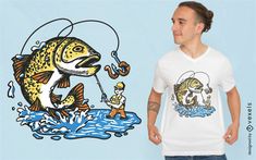 Angler fishing a trout t-shirt design Batman Comic Cover, Fishing Trout, Trout Fish, Comic Cover, Angler Fish