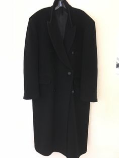 Beautiful and Elegant Mens Large Black Cashmere and Wool Overcoat. Double Breasted Worn one time In Excellent Condition Original price paid 595.00 Mens Overcoat, Wool Overcoat, One Time, Large Black, Double Breasted, Suit Jacket, Cashmere, Wool, Black