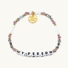 Give this bracelet to the person that is always there for you, your bestie! Little Words Bracelet Bestie Bracelets, Bracelets Bff, Little Words Project, Bff Bracelets, My Person, Your Person, Word Bracelet, Acrylic Letters, Crystal Beads Bracelet