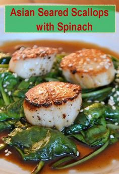 Asian Seared Scallops #scallops #asianrecipe #easyrecipe #easydinnerrecipe Asian Scallop Recipes, Scallops And Spinach Recipe, Asian Scallops, Best Scallop Recipe, Bay Scallop Recipes, Seafood Scallops, Ponzu Sauce, How To Cook Scallops, Pan Seared Scallops