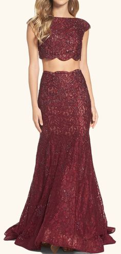 Two Piece Cap Sleeves Lace Prom Dress Burgundy Formal Evening Gown #dress #gown #prom #prom2017 #promdress #promgown #formaldress #formalgown #eveningdress #eveninggown #wedding #macloth Red Two Piece Dress, Nordstrom Prom Dresses, Red Lace Gown, Prom Dress Burgundy, Two Piece Gown, Gown Red, Formal Evening Gown, Lace Evening Gowns, Lace Ball Gowns