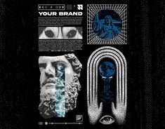 an ad for the brand, featuring images of ancient greek statues and text that reads your brand