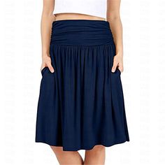 Season:Summer; Fabric:Cotton; Dress Length:Knee-length; Gender:Women's; Style:Casual,Basic; Occasion:Weekend,Casual Daily; Fit Type:Regular Fit; Waistline:High Waist; Pattern:Solid Colored; Design:Pocket; Pants Type:Skirt,A Line; Front page:FF; Listing Date:01/11/2024; Production mode:External procurement; Length:; Waist: Navy Knee-length Bottoms With Pockets, Blue Knee-length Cotton Skirt, Blue Stretch Knee-length Skirt, Blue Cotton Knee-length Capris, Blue Knee-length Skirt With Button Closure, Army Green Skirt, Plain Skirt, Skirts Online, Linen Skirt