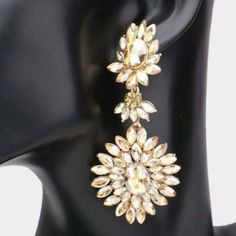 Floral Marquise Lt Topaz Stone Cluster Dangle Evening EarringsItem: EarringsVendor: O GlobalColor : Gold, Lt TopazSize : 1.2" X 3.25" (inches)Fastening: Post BackMetal: Alloy, Lead & Nickle FreeMaterial: Crystal, Rhinestones Theme: Evening, Prom, Pageant, Bridal Mask Rabbit, Evening Earrings, At Home Face Mask, Topaz Stone, Topaz, Face Mask, Prom, Crystals, Stone