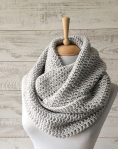 This handknit infinity scarf is perfect and cozy accessory to keep you warm and stylilsh. The scarf is long to make two big loops, its very soft and comfortable. Material: extra soft acrylic and wool yarn Color: Light Grey 01 - As on Photo Width: 40 cm/ 16'' Lenght: 150 cm/ 75'' Each scarf comes beautifully packed and is ready to give as a gift (: I will also gladly include a gift note Care: Handwash in luke warm water, lay flat to dry. Can also be washed in a washing mashing at gentle cycle, do Mens Knit Scarf, Mens Knitted Scarf, Wool Knit Scarf, Mens Scarf, Teal Scarf, Knitted Cowl Scarves, Cozy Accessories, Women Scarf, Hand Knit Scarf