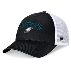 Complete your Philadelphia Eagles ensemble with this Slogan Trucker Adjustable Hat from Fanatics. The mesh mid and rear panels allow for ultimate breathability, while the embroidered team slogan and logo across the front panels let everyone know who you're rooting for. With its adjustable snap closure and unstructured, relaxed fit, this hat provides all-day comfort whether you're cheering on the Philadelphia Eagles from the stands or showing your support around town. Sporty Mesh Snapback Hat For Baseball Season, Casual Mesh Hats For Sports Events, Mesh Snapback Hat For Baseball Season Sports Events, Sporty Mesh Hat For Sports Events, Sporty Mesh Back Hat For Sports, Sporty Baseball Cap With Mesh Back For Sports, Mesh Baseball Cap For Sports Events, Casual Snapback Hat With Breathable Mesh For Sports, Mesh Snapback Hat For Sports Events