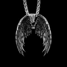 Stainless steel Angel Wings necklace with matching 60cm stainless steel chain Gunmetal Chain Necklace As Gift, Gunmetal Chain Necklace For Gift, Stainless Steel Pendant Chain Necklace With Adjustable Chain, Stainless Steel Pendant Necklace With Adjustable Chain, Gunmetal Necklace With Silver Chain As A Gift, Gunmetal Metal Necklace For Gift, Gunmetal Necklace With Silver Chain For Gift, Silver Stainless Steel Necklace With Box Chain, Stainless Steel Silver Necklace With Box Chain