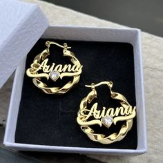 Material: Copper. Color: Gold. Process:  Gold Plated. Recipient: Woman,Mom,Wife,Girl Friend,Children,Family. Product Type: Personalized Jewelry. Size: 60mm. Gift Type: Name Earrings. Occasions: Valentine's Day,Mother's Day,Christmas,Birthday,etc. Brand: Silviax Jewelry. Item: 2024EA0033. Name Hoop Earrings, Name Earrings, Birthstone Earrings, Girl Jewelry, Girl Friend, Birthstone Earring, Children And Family, Copper Color