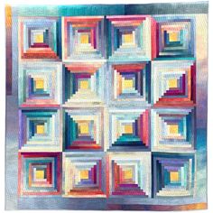 a colorful quilt with squares on it