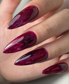 Red Purple Nails, Fall Nail Ideas Acrylic, Purple Red Nails, Purple And Red Nails, Poison Nails, Hyper Realistic Nails, Acrylic Nail Pink, Tie And Dye Dress, Ongles Goth