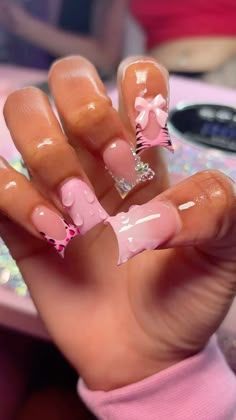 Birthday Nail Ideas Acrylic, Duck Nails Short, Nails Inspiration Pink, Hard Nails, Drip Nails, Colored Acrylic Nails, French Tip Acrylic Nails