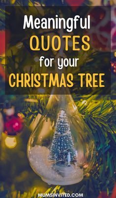 a christmas ornament with the words,'meaning and quotes for your christmas tree