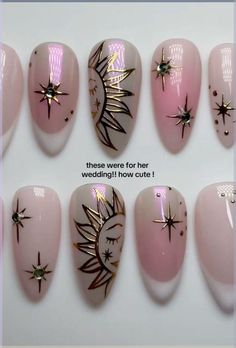 Nail Decal Ideas, Embroidery Nail Art, Mexico Nails Designs, Libra Nails Design, Occult Nails, Bohemian Nail Art, Virgo Nails Designs, Whimsical Nail Art, Virgo Nails