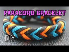 the paracord bracelet is made with two different colors and black, orange, blue