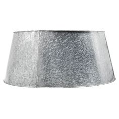 a silver lamp shade on a white background