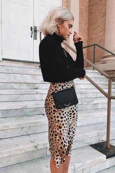 Casual Chique Stijl, Stylish Fall Outfits, Leopard Print Skirt, Leopard Skirt, Moda Chic, Outfit Look, Casual Chic Style, 가을 패션