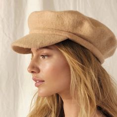 Top Off Your Look With This Classic Wool Felt Hat Featured In A Slouchy, Lieutenant Style. Brand New! Khaki Flat Cap For Winter, Khaki Winter Flat Cap, Khaki Cap For Fall, Beige Brimmed Hat For Fall, Casual Beige Beret, Beige Flat Cap, One Size Fits Most, Beige Flat Cap One Size Fits Most, Cream Beanie Hat For Fall, Cream Beanie For Fall