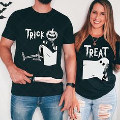 Get ready for spooky season with our adorable couple's shirts! Perfect for Halloween parties, haunted house dates, or cozy movie nights in. Ideal gift for couples who love to celebrate Halloween together! 🌟🌟PLEASE NOTE: All shirts are sold separately. Please add each separately to your cart to check out. 🎁To shop our entire store for that special gift, please head to our store here: https://wonderandwildmarket.etsy.com ADULT UNISEX SWEATSHIRT - Gildan 18000 ✨50% cotton, 50% polyester ✨Medium- Black T-shirt With Letter Print For Costume Party, Black Crew Neck T-shirt For Costume Party, Spooky Black T-shirt For Costume Party, Black Graphic Print T-shirt For Costume Party, Halloween Couple Shirts, Halloween Couple Costume, Halloween Costumes Diy Couples, Halloween Couple, Couple Costume