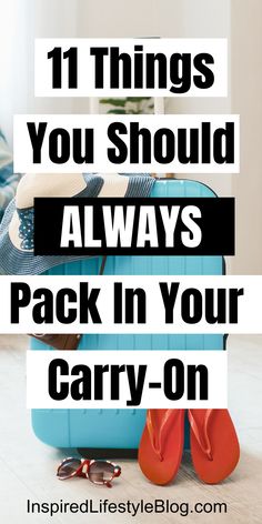 Photo shows carry on bag in background with text over image that says: "11 things you should always pack in your carry-on" Tsa Packing List, Carry One Bag Essentials, What To Bring To Airport, What To Pack In Carry On For Long Flight, What To Pack On A Carry On, Long Flight Essentials Carry On Packing, What To Carry On A Plane, What Can You Bring On A Plane, Airport Travel Essentials